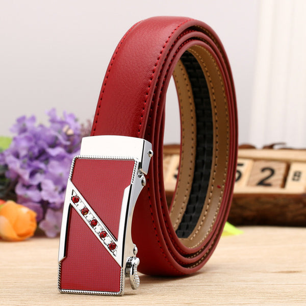 CETIRI 24 Style Fashion Leaf Automatic Buckle Belt Women High Quality Leather Belts Female Strap Waist Plus Size 90-120cm Belts