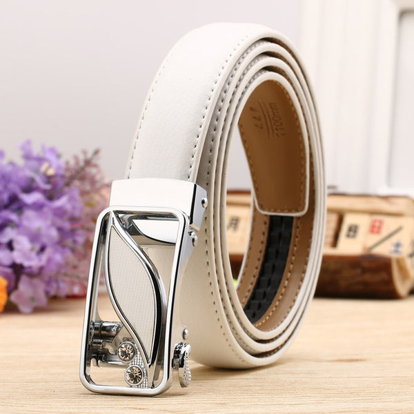 CETIRI 24 Style Fashion Leaf Automatic Buckle Belt Women High Quality Leather Belts Female Strap Waist Plus Size 90-120cm Belts