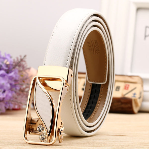 CETIRI 24 Style Fashion Leaf Automatic Buckle Belt Women High Quality Leather Belts Female Strap Waist Plus Size 90-120cm Belts