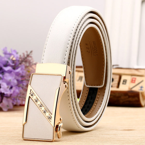 CETIRI 24 Style Fashion Leaf Automatic Buckle Belt Women High Quality Leather Belts Female Strap Waist Plus Size 90-120cm Belts