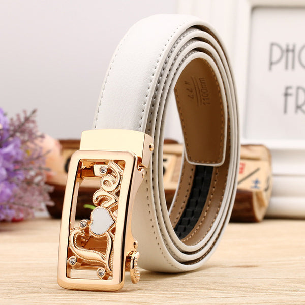 CETIRI 24 Style Fashion Leaf Automatic Buckle Belt Women High Quality Leather Belts Female Strap Waist Plus Size 90-120cm Belts