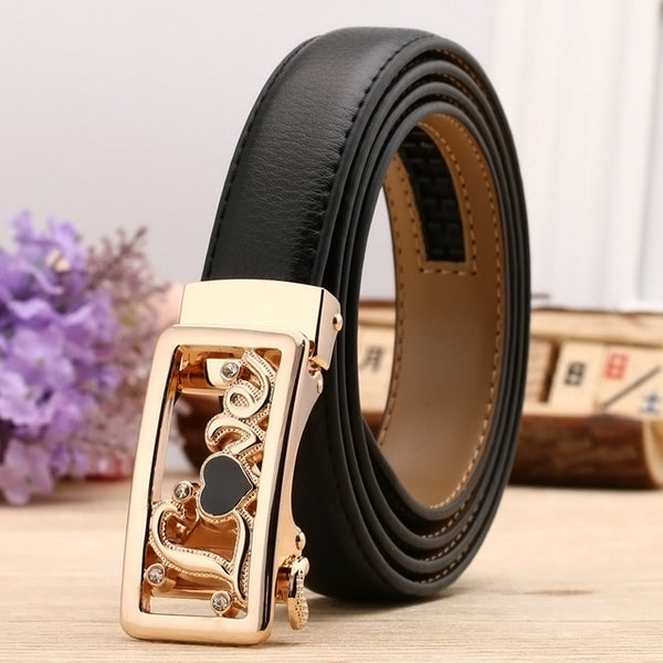 CETIRI 24 Style Fashion Leaf Automatic Buckle Belt Women High Quality Leather Belts Female Strap Waist Plus Size 90-120cm Belts