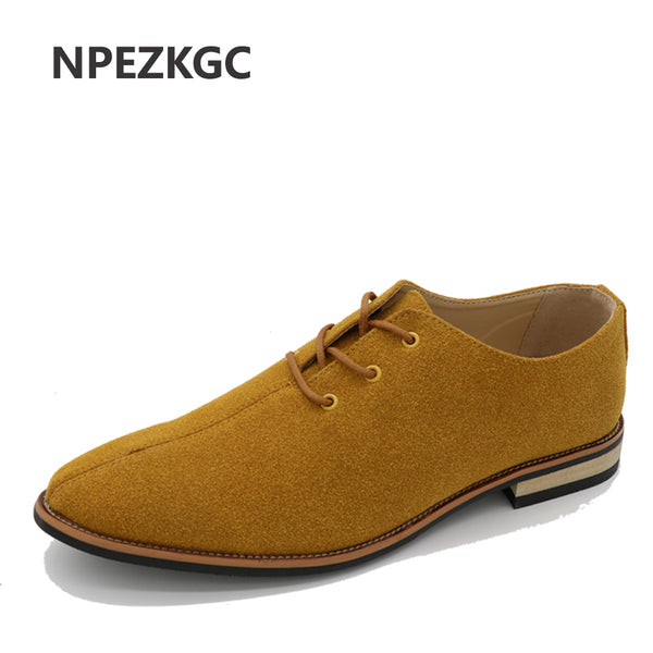 NPEZKGC Men Oxford Shoes sping/autumn Suede Genuine Leather Men's Flat Oxford Casual Shoes Men Flats Loafers zapatos hombre