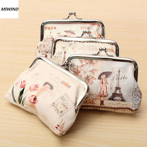 Hot Women Cute Coin Purse Top Leather Character Small Wallet Girls Change Pocket Pouch Hasp Keys Bag Metal Bar Opening New