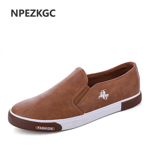 NPEZKGC New arrival Low price Mens Breathable High Quality Casual Shoes PU Leather Casual Shoes Slip On men Fashion Flats Loafer