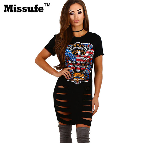 Missufe Print Sexy Choker Neck Lace Up Mini Women Dress 2017 Vestido Short Sleeve Casual Night Club Party Tshirt Summer Dresses