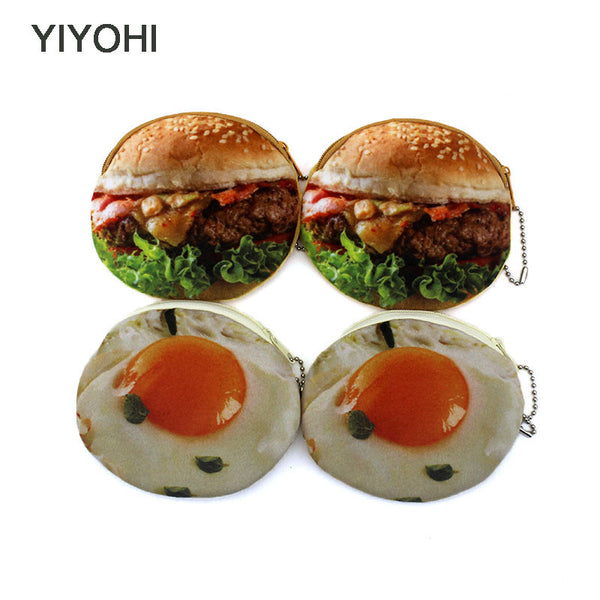 YIYOHI New Cute Style Novelty 3D Printing Zipper Plush Coin Purse Kawaii Children Coin Purse Women Wallet Mini Handbag