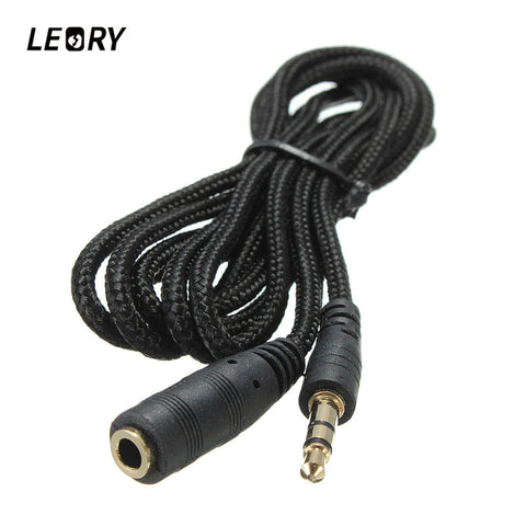 LEORY 1.5m/2m/3m 3.5mm Jack Female to Male Earphone Headphone Stereo Audio Extension Cable Cord for Speaker Phone Nylon Wire