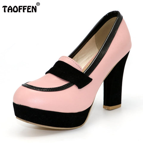 TAOFFEN ladies high heel shoes women sexy dress footwear fashion lady female brand pumps P13025 hot sale EUR size 34-47