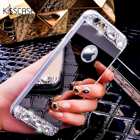 For iPhone 5S 6 7 Case Glitter Mirror Phone Bag Cases For iPhone 7 6 6s Plus 5S 5 SE Luxury Diamond Case For Girls Women Cover