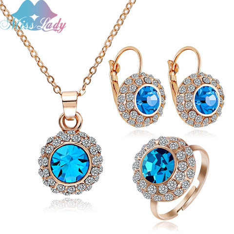 Miss Lady summer Gold color Rhinestone Vintage Moon River Crystal Bridal Jewelry Sets Fashion Jewelry for women MLK58082