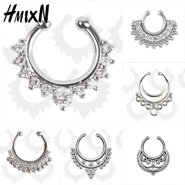 High quality metal fake nose ring Medical titanium jewelry clicker faux septum Piercing clip non Body Hoop For Women wholesale