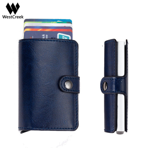 Westcreek Brand Aluminium Alloy Anti Theft Mini Men Wallets RFID Business Card Holder Case Automatic Pop Up Card Protector