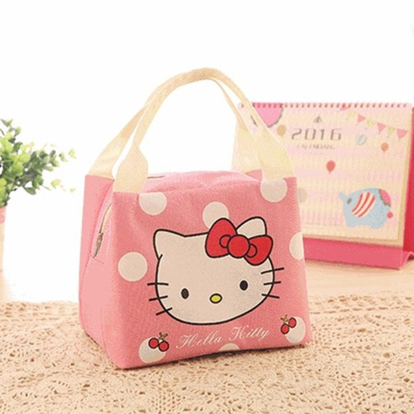 Portable Lunch Bag Cartoon Hello Kitty Insulated Cooler Bags Thermal Food Picnic Lunch Bags Women Kids Men Lunch Box Bag Tote