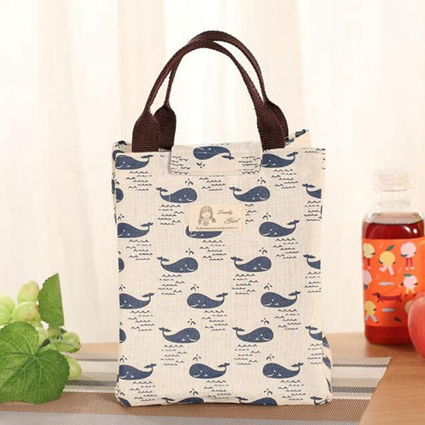 Insulated Portable Lunch Bag Cartoon Animals Canvas Thermal Food Picnic Lunch Bags For Women Kids Cooler Lunch Box Bag Tote