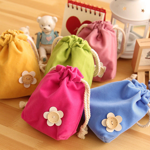 Hot Flower Printing Drawstring Bag pinky color Beam Port Storage Gift Bag  Practical Unisex Pouch Cluch Shopping Bags Bolsa