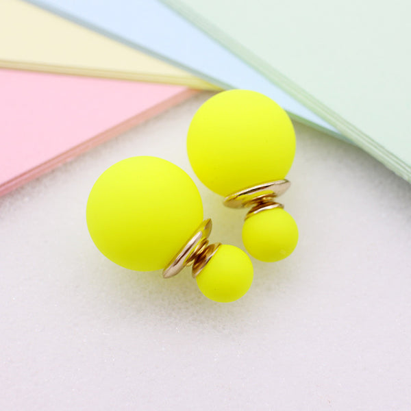 korea simulated Pearl ball Stud Earring Bead Double Side Earring Scrub Dull two Face Way Party Date pendientes Jewelry For Women