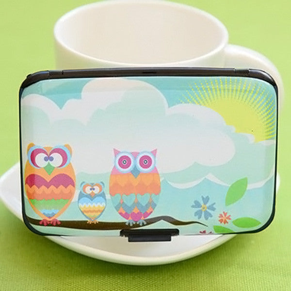 2017 Cute Owl Printed Wallet Case Credit Card Holder 7 Cards Slots Theft Proof with Extra Security Layers Carteira Feminina