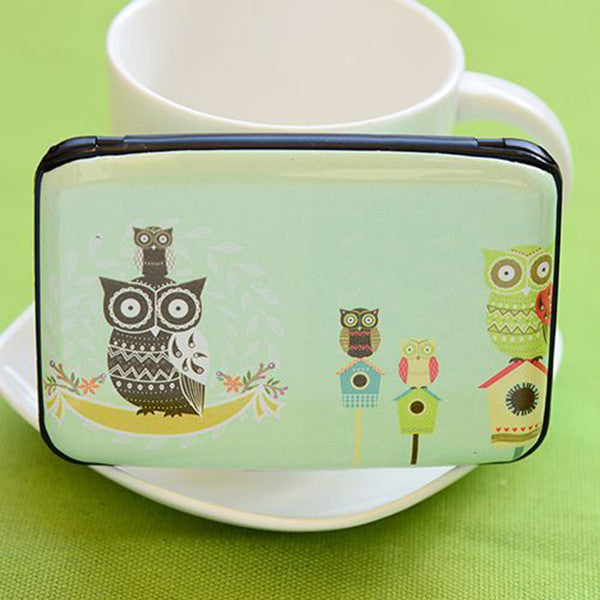 2017 Cute Owl Printed Wallet Case Credit Card Holder 7 Cards Slots Theft Proof with Extra Security Layers Carteira Feminina