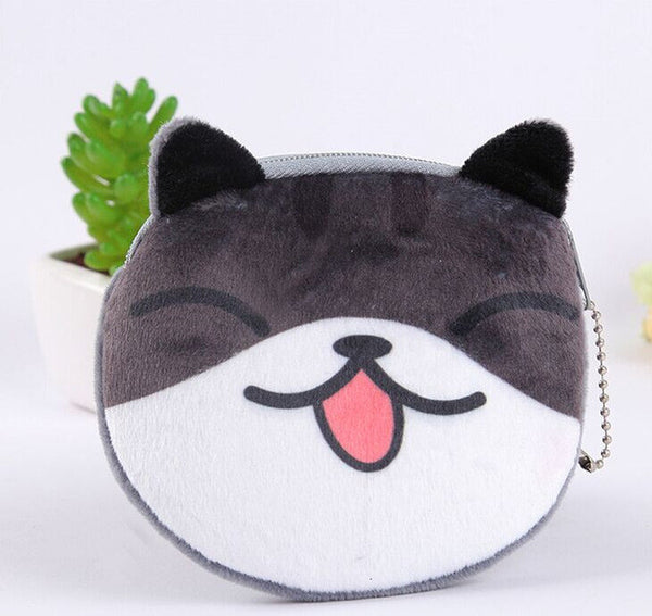 Sweet 3D Kitty Coin Bags , 5Designs, Plush Cats Gift Coin BAG Wallet Pouch Case , Little Key Chain Coin Pouch