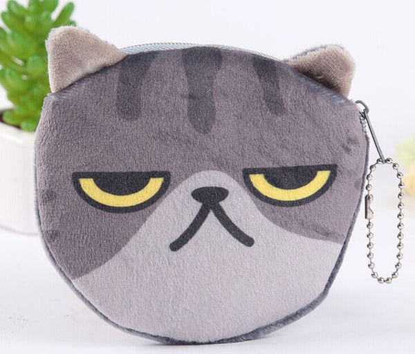 Sweet 3D Kitty Coin Bags , 5Designs, Plush Cats Gift Coin BAG Wallet Pouch Case , Little Key Chain Coin Pouch