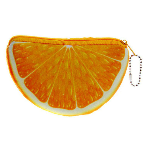 Fashion orange watermelons semicircle Wallets 3D ladies purse soft printing fruit bags children clothes pouch for kids gift