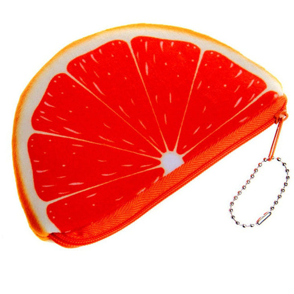 Fashion orange watermelons semicircle Wallets 3D ladies purse soft printing fruit bags children clothes pouch for kids gift