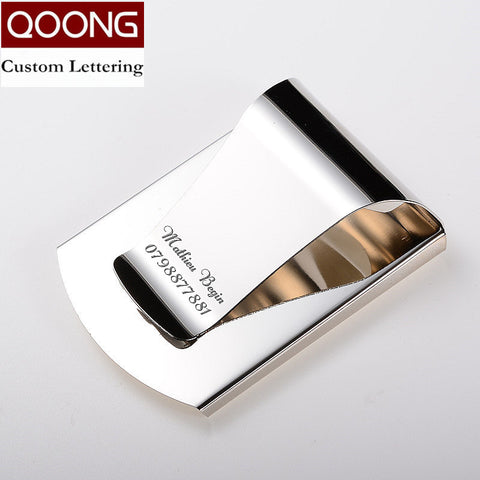 QOONG 2017 Custom Lettering 3 Color Slim Pocket Money Cash Clip Clamp Double Sided Credit Card Holder Bottle Opener QZ40-006
