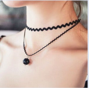 New Torques Bijoux Black Velvet Ribbon Tassel Lace Multilayer Necklace Maxi Statement Chokers Necklace Women Jewelry