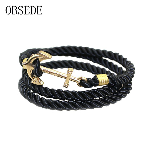 OBSEDE Vintage Woven Multilayer Anchor Bracelets & Bangles For Women Men Jewelry Trendy Rope Bracelet New Hot Brand Accessories