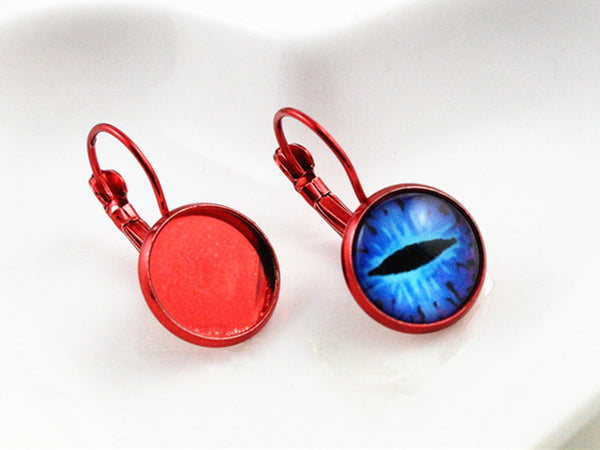 12mm 10pcs 19 Colors Plated French Lever Back Earrings Blank/Base,Fit 12mm Glass Cabochons,Buttons;Earring Bezels