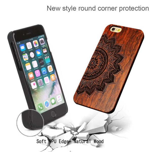 Natural U&I Brand New Wood Phone Case For iPhone 5 5S 6 6S 6Plus 7 7Plus Cover Wooden High Quality Shockproof Protector Coque