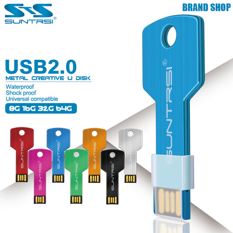 Suntrsi USB Flash Drive 64GB Metal Key Pendrive 64GB Waterproof Pen Drive USB 2.0 USB Stick Memory Stick USB Flash Custom Metal