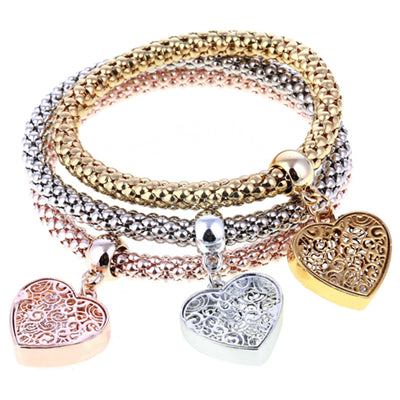 ZOSHI 2016 hot 3 PCS/Set Crystal Butterful Bracelet & Bangle Elastic Heart Bracelets For Women pulseira masculina