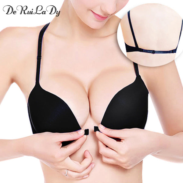 DeRuiLaDy 2016 Women's Underwear Sexy Seamless Push Up Bra Has Rims 3/4 Cup Brassiere 10 Color Selectable Backless Bra Sutia