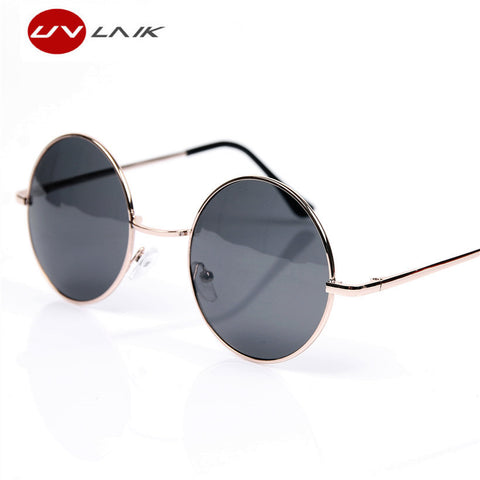 UVLAIK Fashion Round Sunglasses Men Women Vintage Circle Male Female Gold Sun Glasses Women Men Brand Designer Mirror Goggles