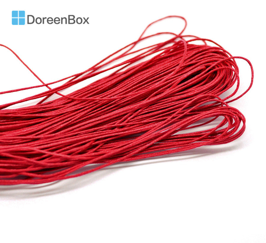 Doreen Box Lovely 80M(3149-5/8") Red Waxed Cotton Cord 1mm for DIY Bracelet/ Necklace Making (B18503)