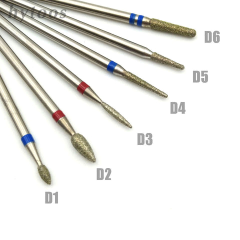 HYTOOS 6 Type Diamond Nail Drill Bit Rotary Burr Milling Cutter Bits For Manicure Electric Nail Drill Accessories Nail Tools
