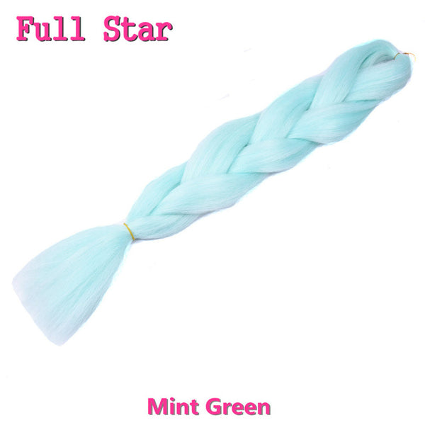 Full Star 100g Straight ombre Braiding Blue hair products Pure Green Red Synthetic High Temperature Fiber Braids Hair Exthension