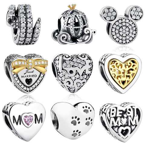 19 Styles Authentic 925 Sterling Silver Heart,Bow Knot,Tree Charms Bijoux Beads Fit Original Pandora Charm Bracelet Jewelry