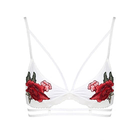 Missomo White  Floral Printed Bra Women Sexy Push Up Embroidery Wireless Female Bralette Underwear Soft  Breathable Lady Bra