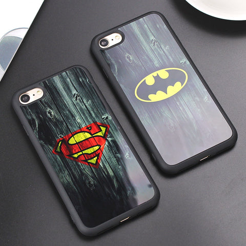 Retro Camouflage Mirror Case for iPhone 7 6 6s SE 5S Cover Batman Superman Silicone Rubber Case for iPhone 6 6s 7 Plus Cover