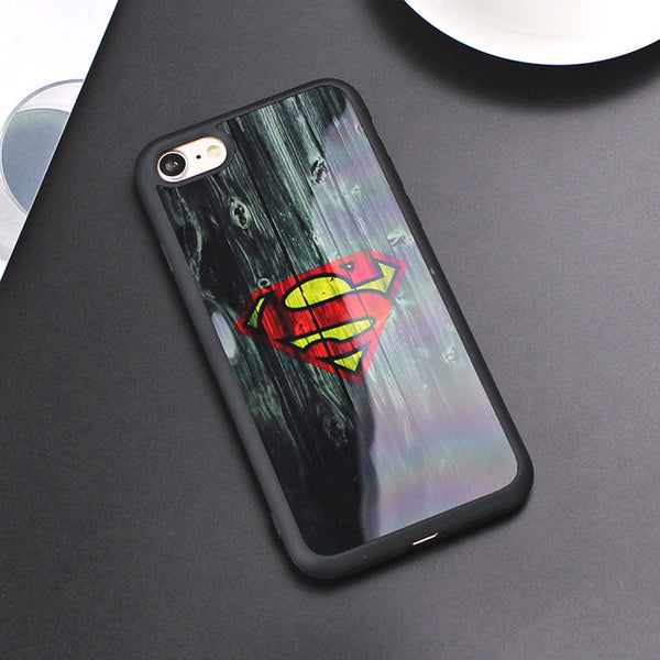 Retro Camouflage Mirror Case for iPhone 7 6 6s SE 5S Cover Batman Superman Silicone Rubber Case for iPhone 6 6s 7 Plus Cover