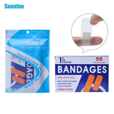 50pcs/1Box First aid bandage hemostatic medical disposable waterproof Band-Aid with a sterile gauze pad first aid Z13401