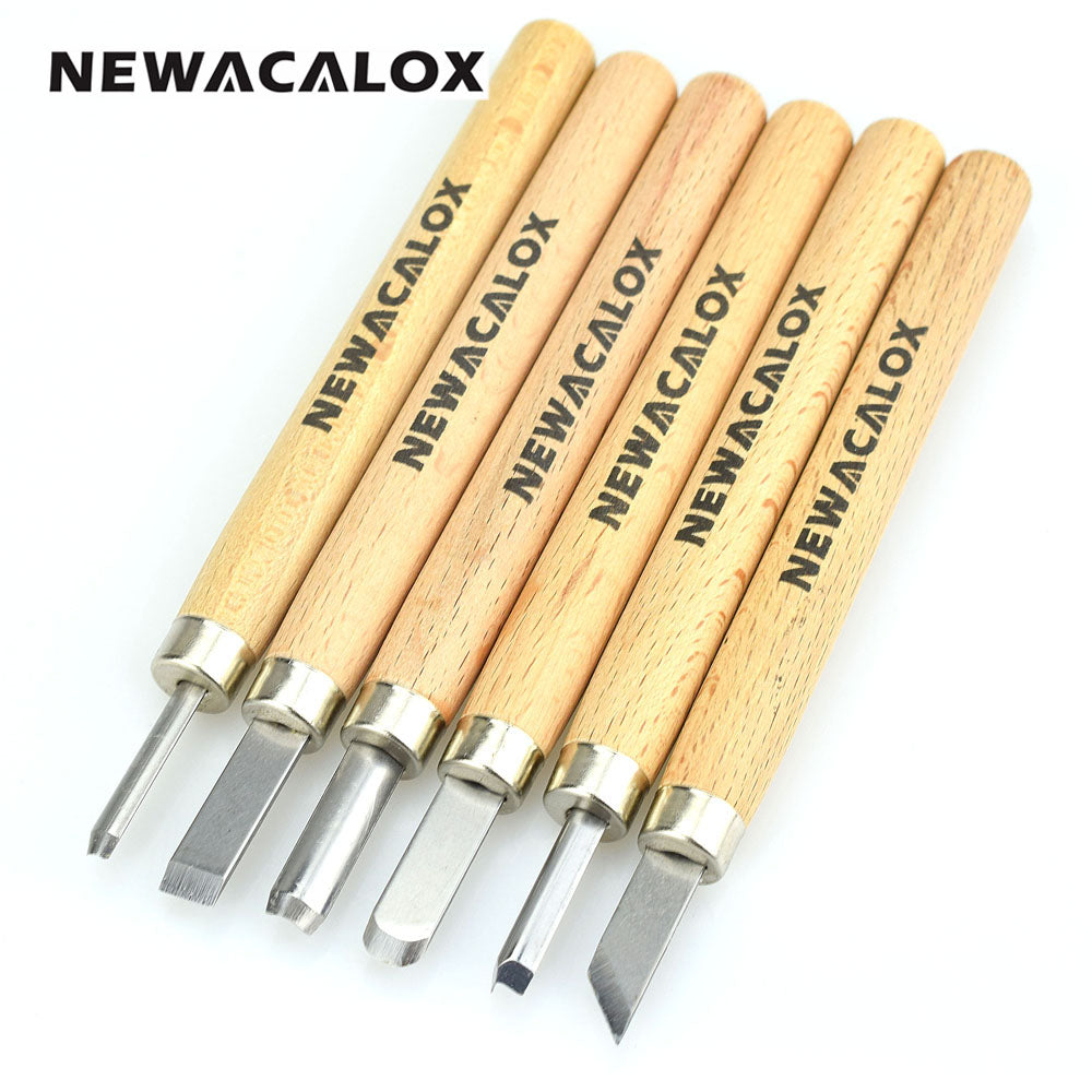 NEWACALOX 6pcs Woodcut Knife Scorper Hand Cutter Wood Carving Tools Woodworking Chisel Graver Burin for Arts Crafts DIY Tools