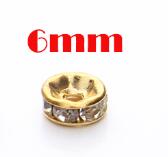 50pcs Metal Flat Gold Silver Color Rhinestone Rondelles Crystal Bead Loose Spacer Beads 6mm 8mm 10mm 12mm for DIY Jewelry Making