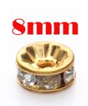 50pcs Metal Flat Gold Silver Color Rhinestone Rondelles Crystal Bead Loose Spacer Beads 6mm 8mm 10mm 12mm for DIY Jewelry Making