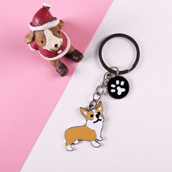 Metal PET Key Chain welsh Corgi Dogs Key Ring Bag charm Wholesale Lovely Keychain Car Keyring gift Women Jewelry Drop shipping