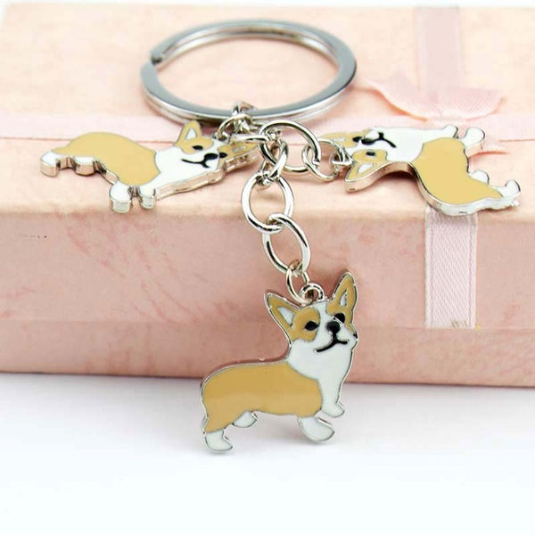 Metal PET Key Chain welsh Corgi Dogs Key Ring Bag charm Wholesale Lovely Keychain Car Keyring gift Women Jewelry Drop shipping