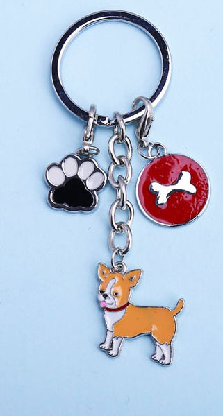 Metal PET Key Chain welsh Corgi Dogs Key Ring Bag charm Wholesale Lovely Keychain Car Keyring gift Women Jewelry Drop shipping